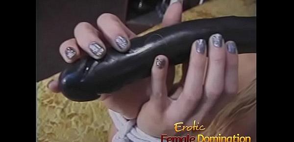  Submissive slave girl has a great time sucking on sex toys